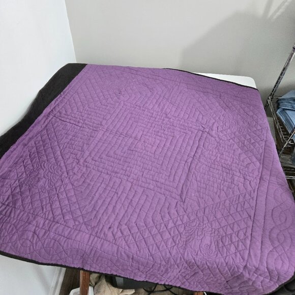 Handmade Lap Quilt Purple Geometric Print 42"x44" Wall Decor Multicolor Diamond - Picture 3 of 7